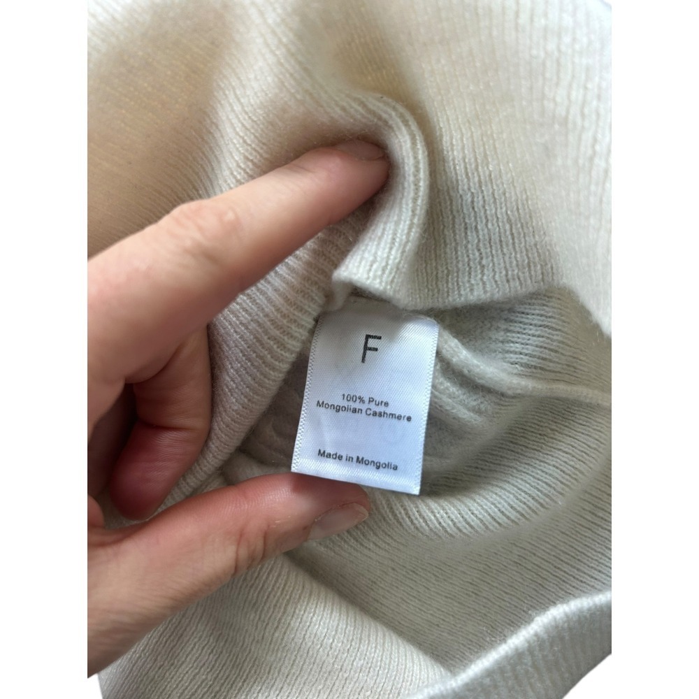 Khan Bogd Mongolian Cashmere Cable Knit Puff Sleeve Sweater Cream Ivory Size S - Picture 6 of 7